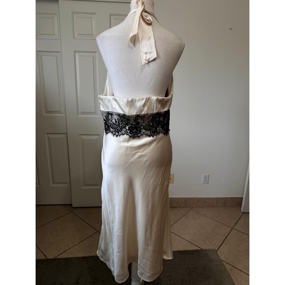 White House Black Market Halter Satin Lace Midi Dress XS/S Coctail Romantic - Picture 3 of 11